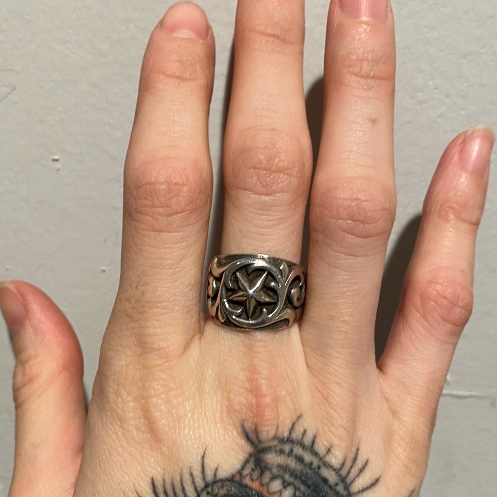 Sterling silver south western star and filigree ring size 6 1/2